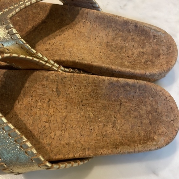Jack Rogers Thelma Gold Leather and Cork Sole Comfort Flip Flop - Picture 5 of 8